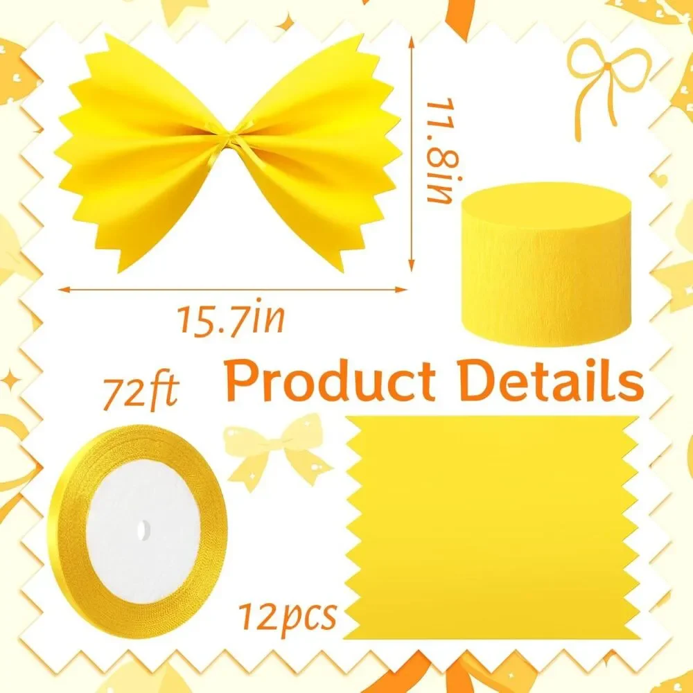 18 Pcs DIY Pasta Party Decorations - Italian Food Themed Yellow Streamer